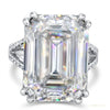 10 ct DEW Emerald Cut Off White Moissanite Ring Wedding Gift for Women 18K Gold Plated 18K Gold Plated – white background main image