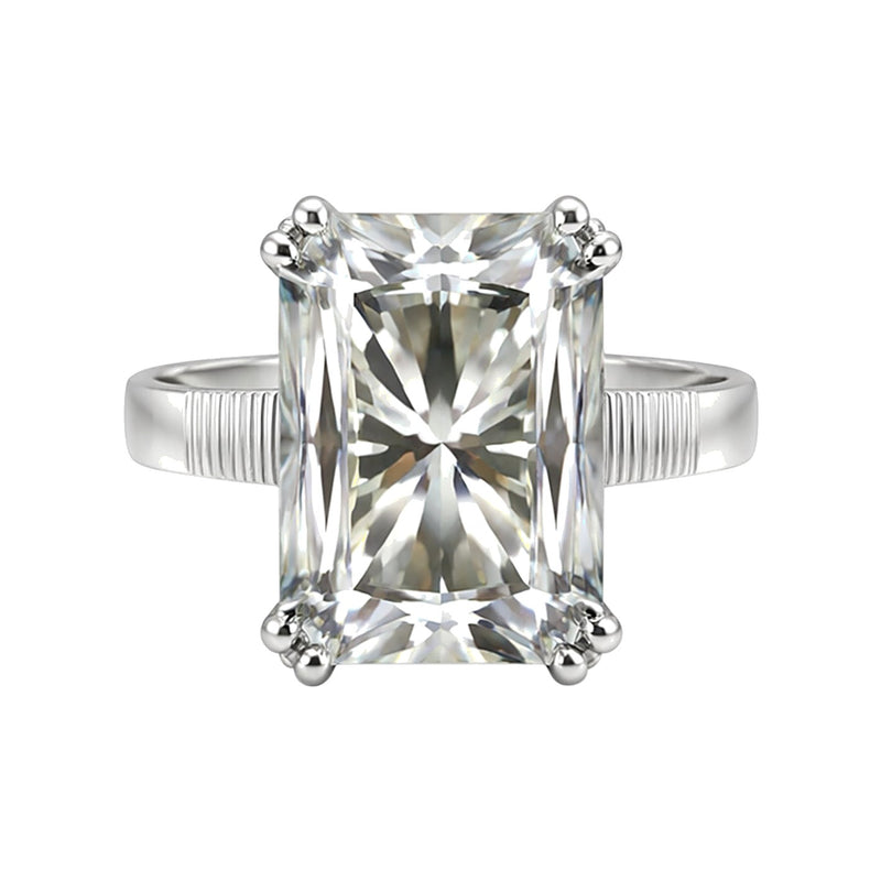 Top view of large emerald cut lab diamond showing step facets and VS1 clarity