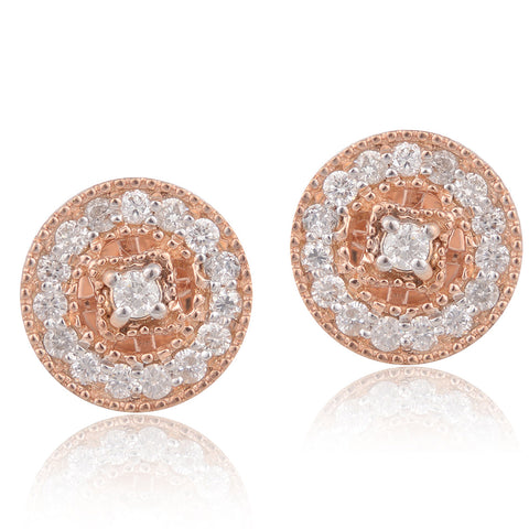 18K Rose Gold Diamond Stud Earrings with 0.40 Ct. Certified
