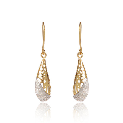 Golden Whisper Diamond Dangle Earrings