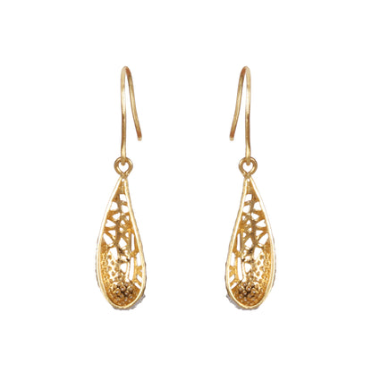 Golden Whisper Diamond Dangle Earrings