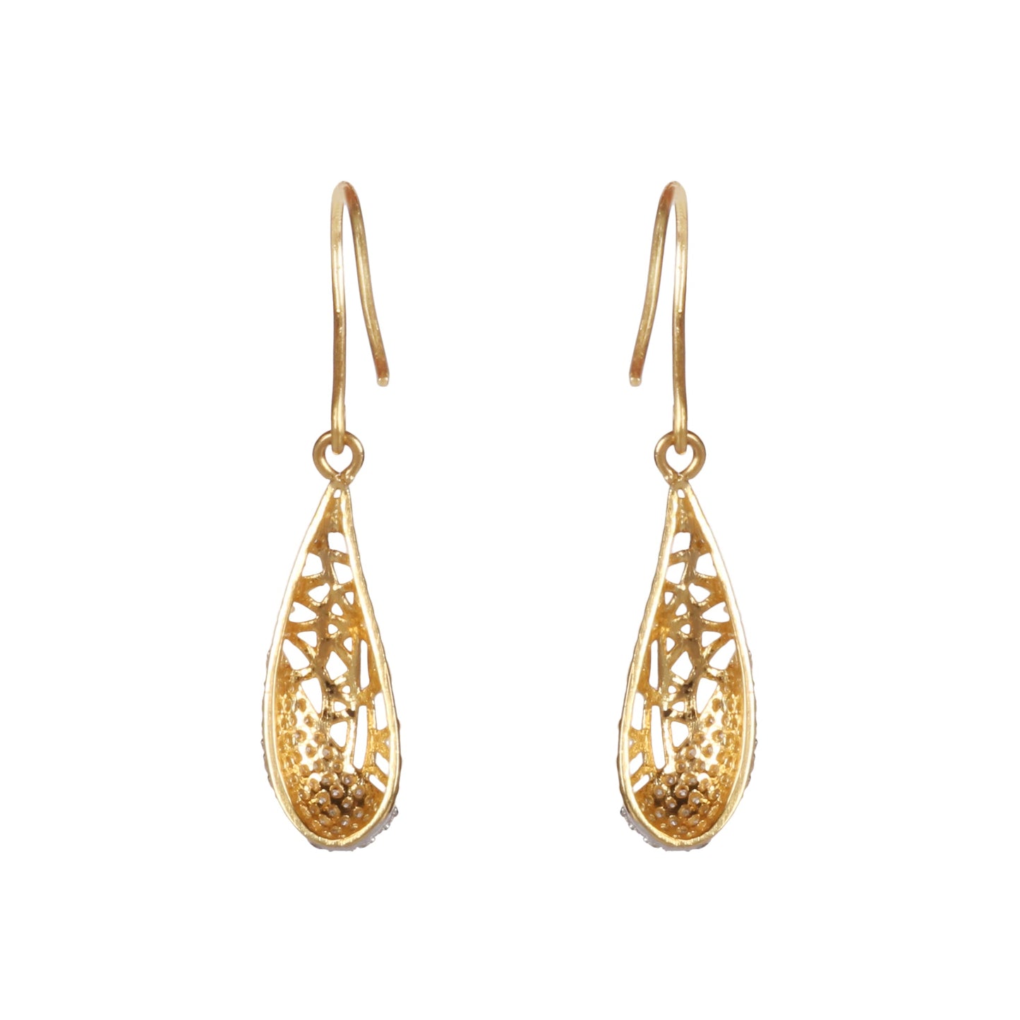 Natural Diamond Earrings 0.61 Ct. Certified in 18K Yellow Gold Dangle Drop