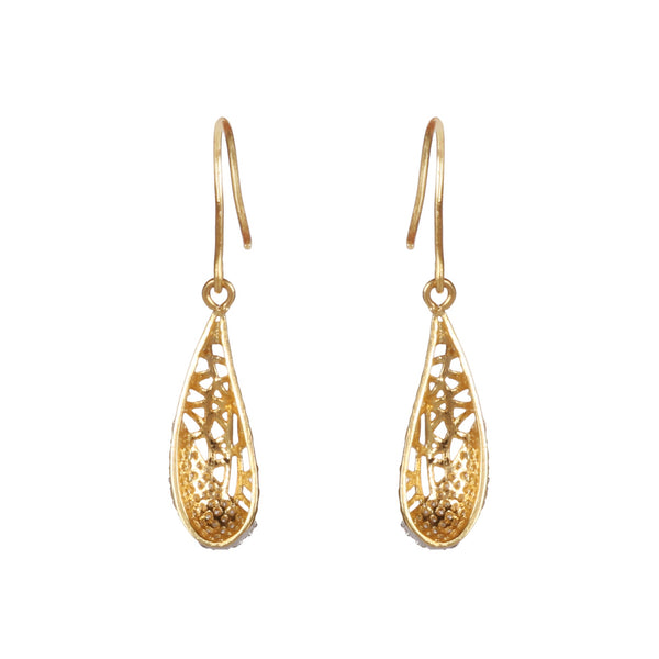 Natural Diamond Earrings 0.61 Ct. Certified in 18K Yellow Gold Dangle Drop