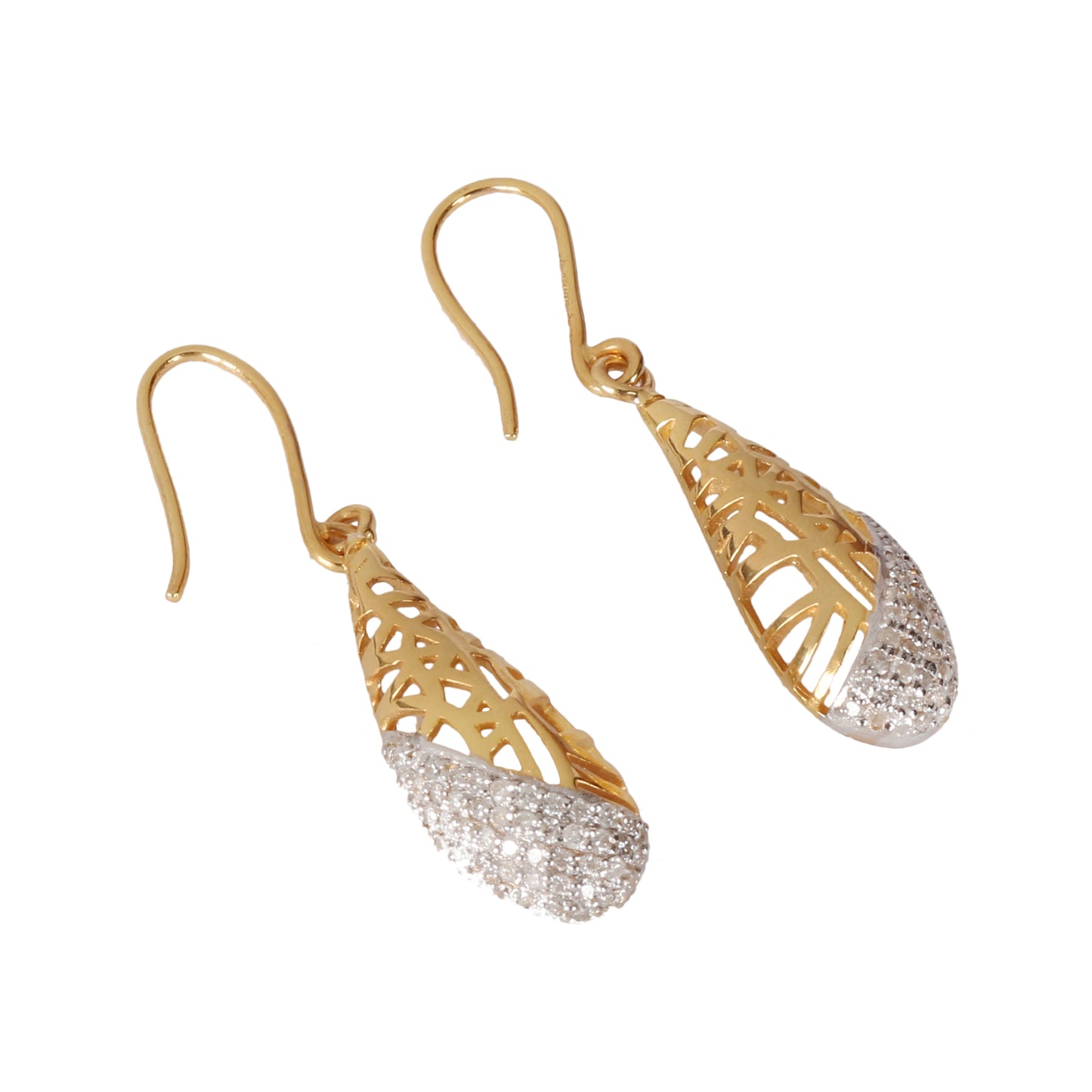 Golden Whisper Diamond Dangle Earrings