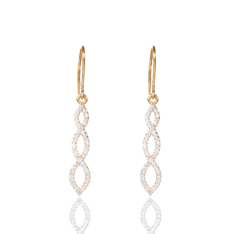 18K Yellow Gold Drop Earrings with Natural Diamond 0.68 Ct. Certified