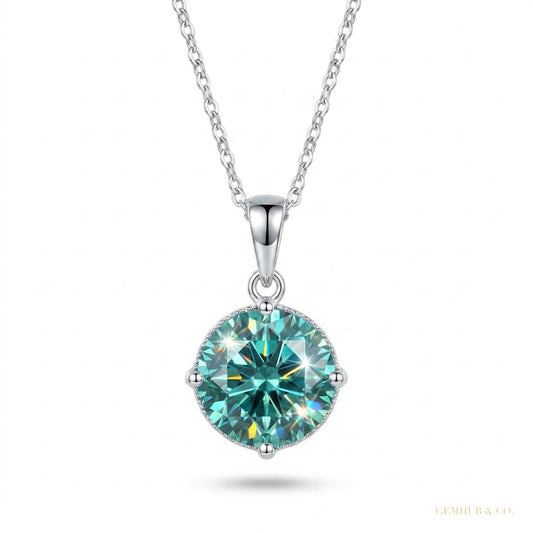 10.30 Carat Blue Moissanite Pendant in Gold Vermeil Great Gift for Any Occasion – white background main image
