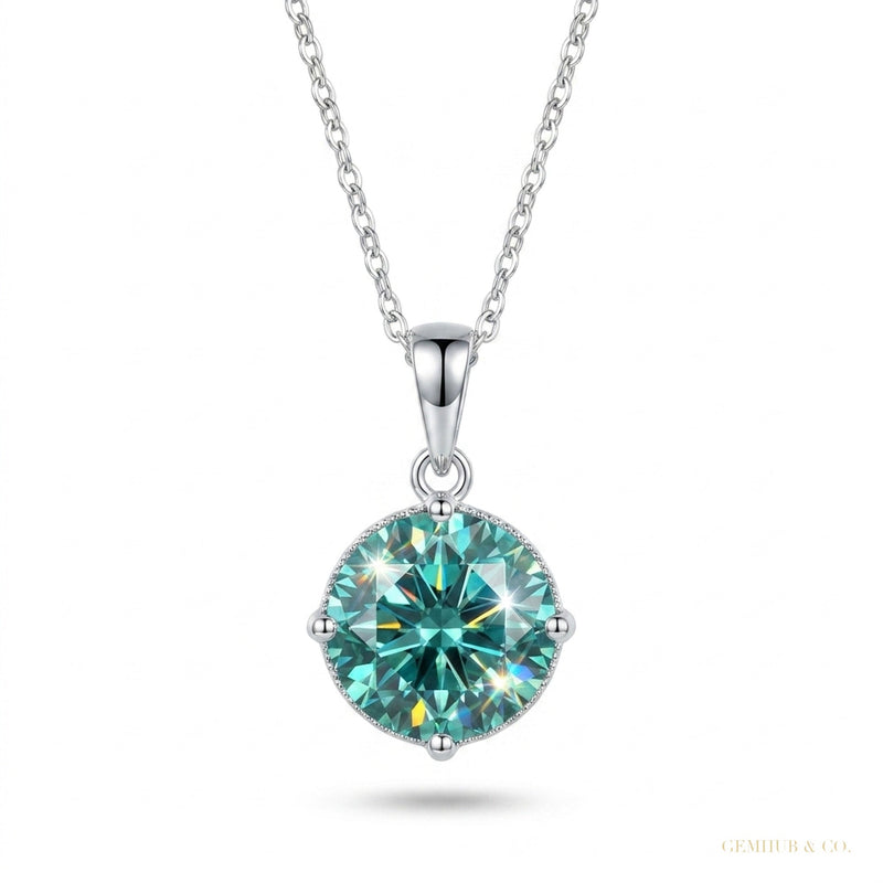 10.30 Carat Blue Moissanite Pendant in Gold Vermeil Great Gift for Any Occasion – white background main image