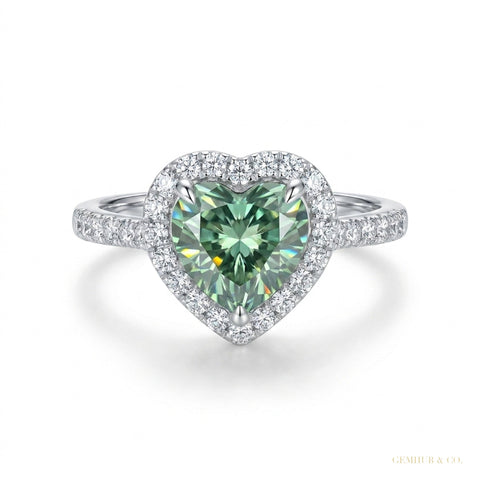 11.20 ct DEW Certified Heart Cut Blue Moissanite Engagement Ring 18K Gold Plated Vermei 18K Gold Plated – white background main image