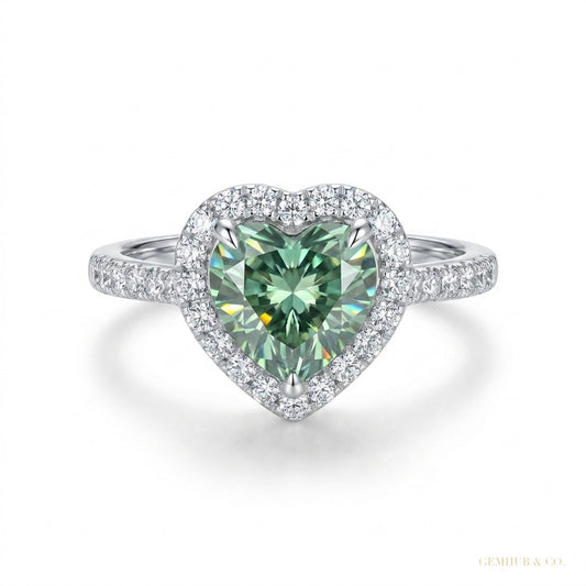 11.20 ct DEW Certified Heart Cut Blue Moissanite Engagement Ring 18K Gold Plated Vermei 18K Gold Plated – white background main image
