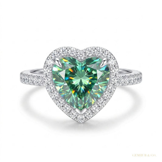 11.20 ct DEW Certified Heart Cut Blue Moissanite Solitaire Ring In 18K Gold Plated Verm 18K Gold Plated – white background main image