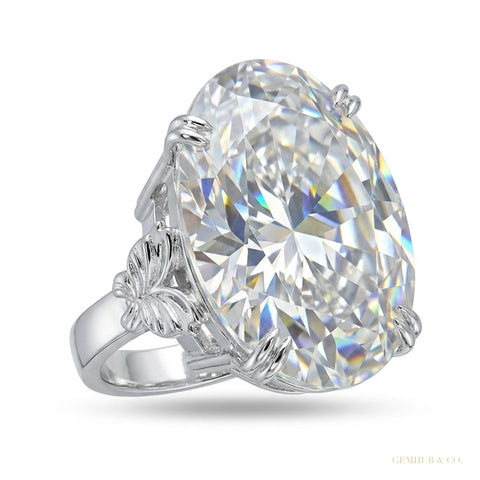 11.30 ct DEW Certified Pear Cut White Moissanite Solitaire Ring In 18K Gold Plated Verm 18K Gold Plated – white background main image