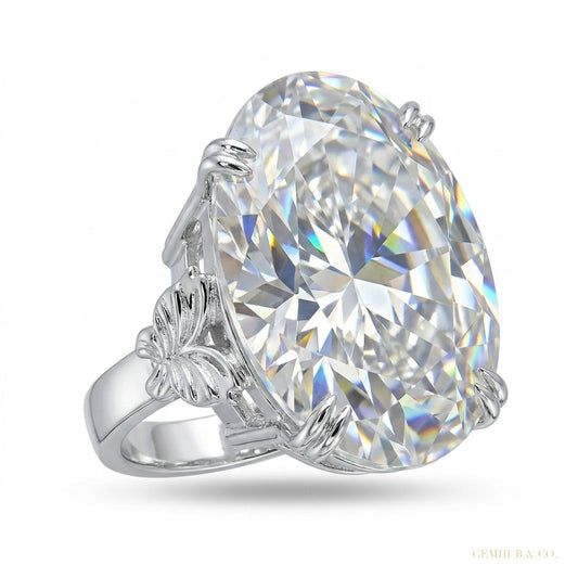 11.30 ct DEW Certified Pear Cut White Moissanite Solitaire Ring In 18K Gold Plated Verm 18K Gold Plated – white background main image