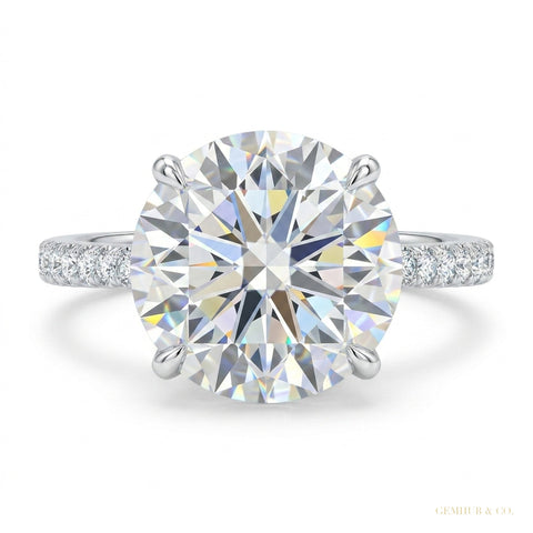 11.50 ct DEW Certified White Moissanite Solitaire Ring – Luxury Jewellery for Fall 18K Go 18K Gold Plated – white background main image