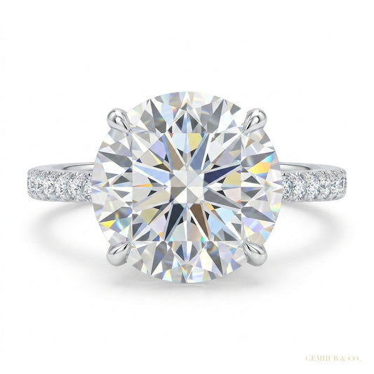 11.50 ct DEW Certified White Moissanite Solitaire Ring – Luxury Jewellery for Fall 18K Go 18K Gold Plated – white background main image