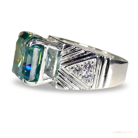 11.55 ct DEW Blue Moissanite Ring Eye-Catching Gift for Wife or Sister 18K Gold Plated 18K Gold Plated – white background main image