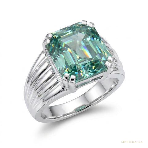 11.75 ct DEW Round Blue Moissanite Ring Grand Statement Gift for Her 18K Gold Plated Ve 18K Gold Plated – white background main image