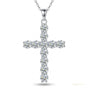 11 ct DEW Certified White Moissanite Plus-Shape Pendant In Vermeil 925 Silver For Love