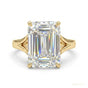 12.30 ct DEW Emerald Off White Moissanite Ring in – July Wedding Gift 18K Gold Plated V 18K Gold Plated