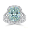 12.50 ct DEW Cushion Cut Blue Moissanite Ring Birthday Gift for Wife 18K Gold Plated Ve 18K Gold Plated – white background main image