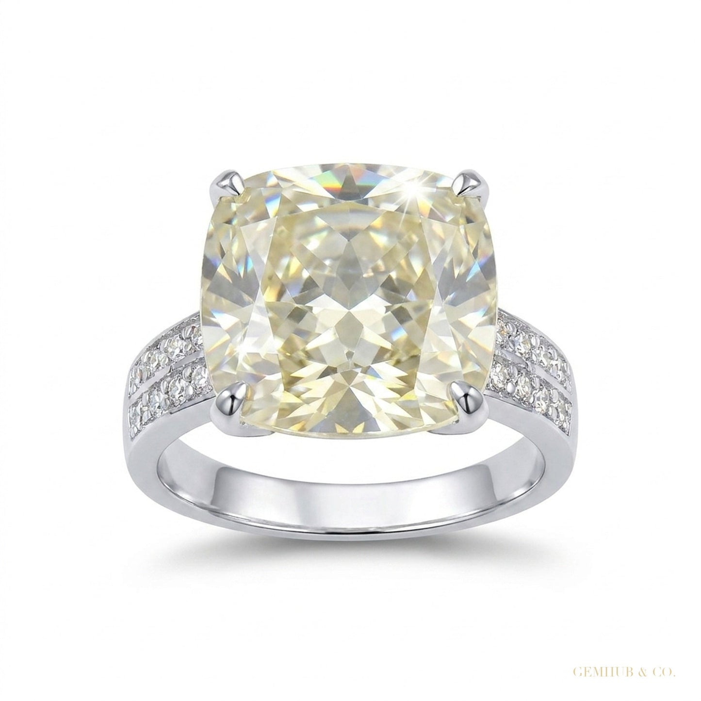 12.65 ct DEW Certified Emerald Cut Moissanite Solitaire Ring in For New Year 18K Gold P 18K Gold Plated – white background main image
