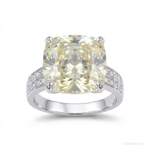 12.65 ct DEW Certified Emerald Cut Moissanite Solitaire Ring in For New Year 18K Gold P 18K Gold Plated – white background main image