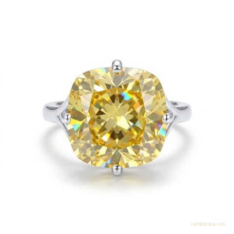 12.80 ct DEW Champagne Moissanite Ring in Certified Prong Setting 18K Gold Plated Verme 18K Gold Plated – white background main image