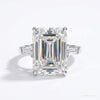 14.50 ct DEW Emerald Cut Off White Moissanite Ring – Bridal Jewellery 18K Gold Plated Ver 18K Gold Plated – white background main image