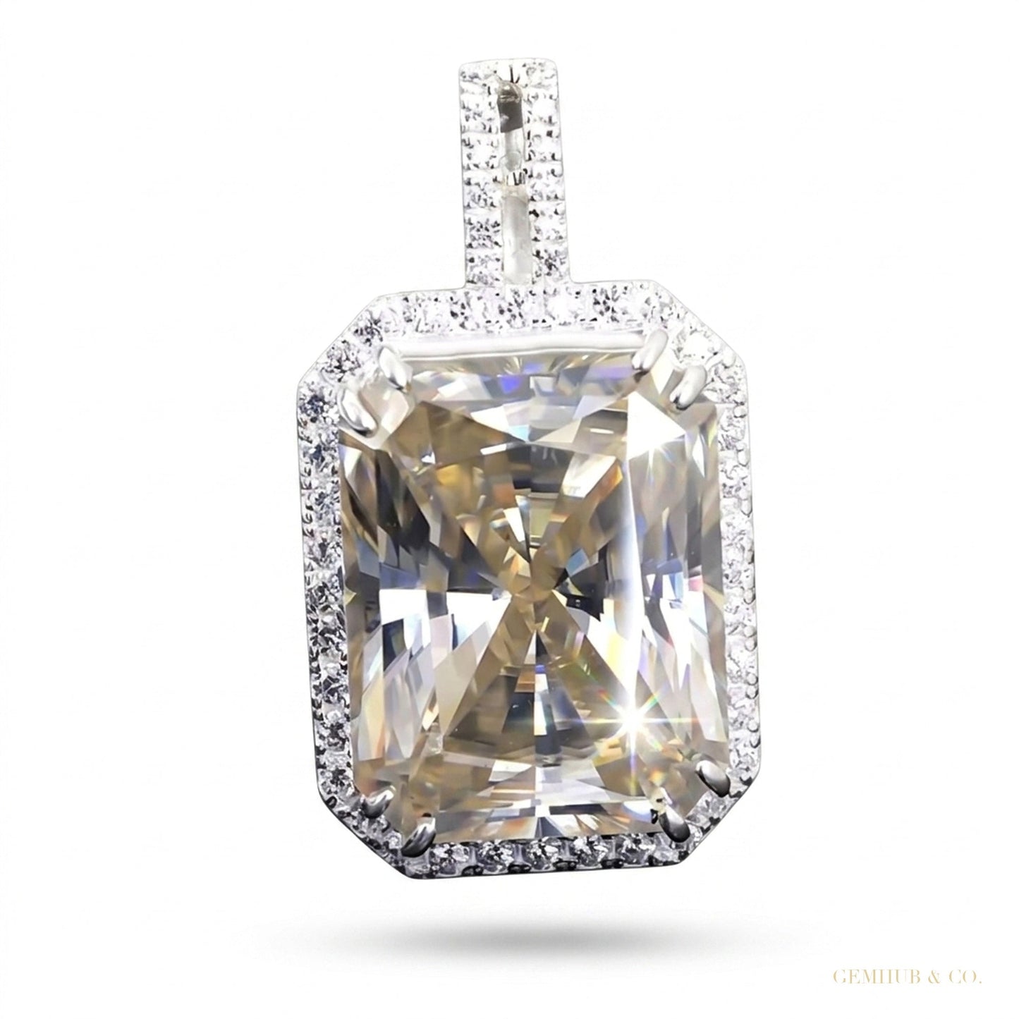 14.50 ct DEW F VS1 Moissanite Pendant in Gold Vermeil – Special Anniversary Jewellery – white background main image