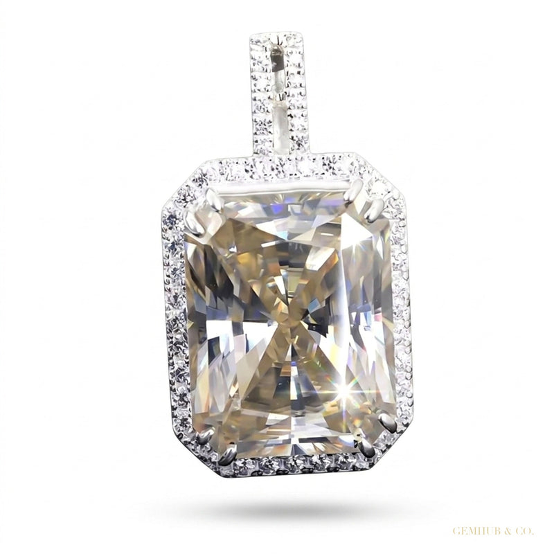 14.50 ct DEW F VS1 Moissanite Pendant in Gold Vermeil – Special Anniversary Jewellery – white background main image