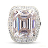 15.20 ct DEW Emerald Off White Moissanite Ring in Rings 18K Gold Plated – white background main image