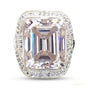 15.20 ct DEW Emerald Off White Moissanite Ring in Rings 18K Gold Plated