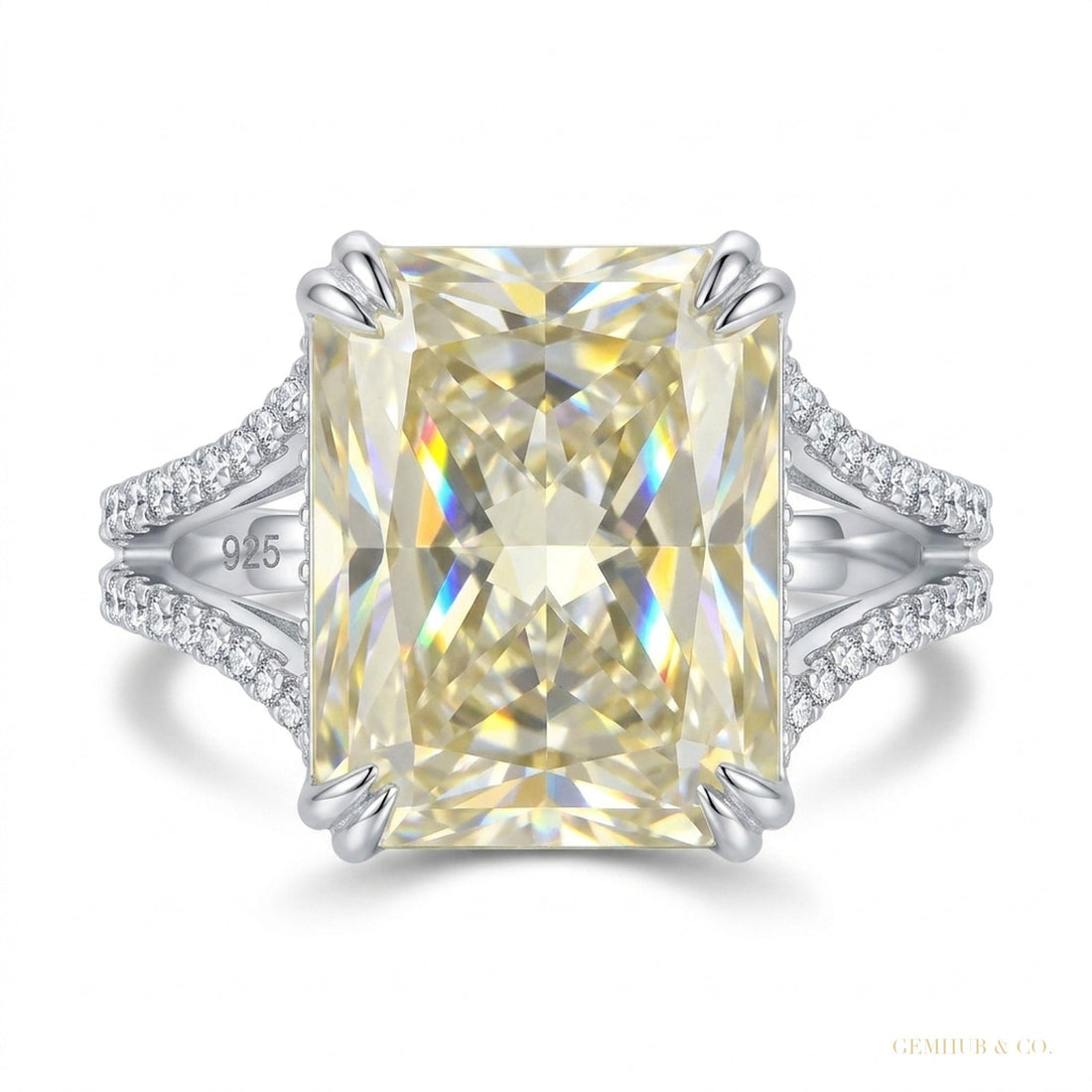 15.65 ct DEW Off White Moissanite Solitaire Ring Wedding Gift for Wife 18K Gold Plated – white background main image