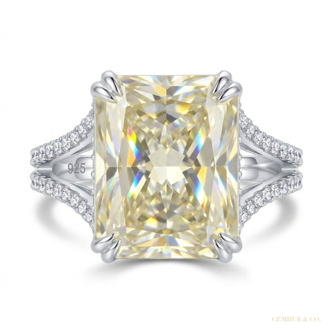 15.65 ct DEW Off White Moissanite Solitaire Ring Wedding Gift for Wife 18K Gold Plated 18K Gold Plated – white background main image