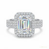 16.90 ct DEW Emerald Cut Moissanite Solitaire Ring Anniversary Gift Her 18K Gold Plated – white background main image