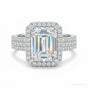 16.90 ct DEW Emerald Cut Moissanite Solitaire Ring Anniversary Gift Her 18K Gold Plated