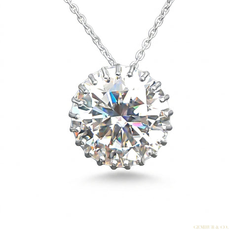 16 ct DEW Certified F VS1 Moissanite Pendant in Gold Vermeil –Jewellery for Women – white background main image