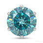 17.2 ct DEW Certified Round Cut Blue Moissanite Gold Vermeil Solitaire Ring