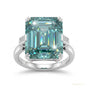 18.60 ct DEW Emerald Cut Blue Moissanite Ring in Certified Statement 18K Gold Plated Ve 18K Gold Plated