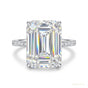 18.65 ct DEW Emerald Cut Certified White Moissanite Ring For Mother's Day 18K Gold Plat 18K Gold Plated