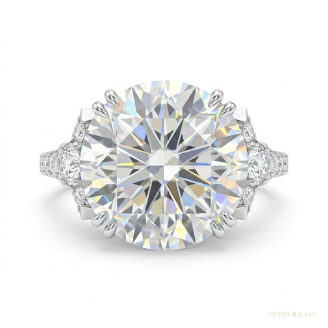18.85 ct DEW Certified White Moissanite Solitaire Ring – Glamorous Bridal Jewellery 18K G 18K Gold Plated – white background main image