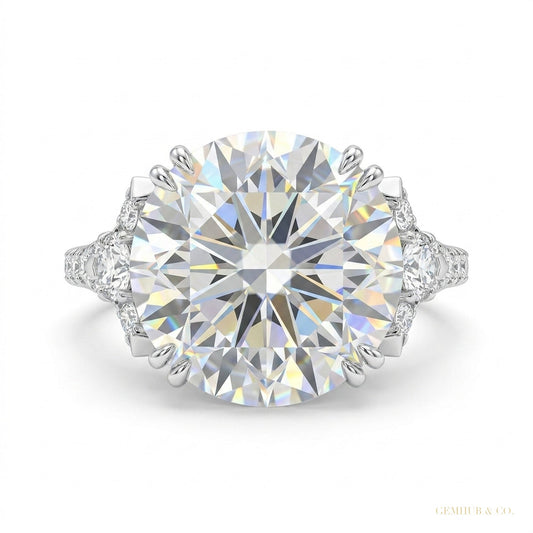 18.85 ct DEW Certified White Moissanite Solitaire Ring – Glamorous Bridal Jewellery 18K G 18K Gold Plated – white background main image