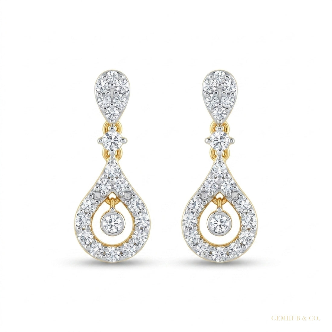18K Yellow Gold Diamond Stud Earrings with 0.39 Ct. IGI Certified – white background main image