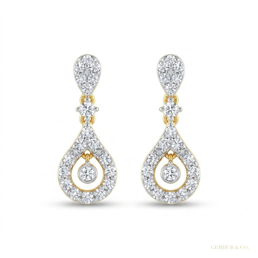 18K Yellow Gold Diamond Stud Earrings with 0.39 Ct. IGI Certified – white background main image