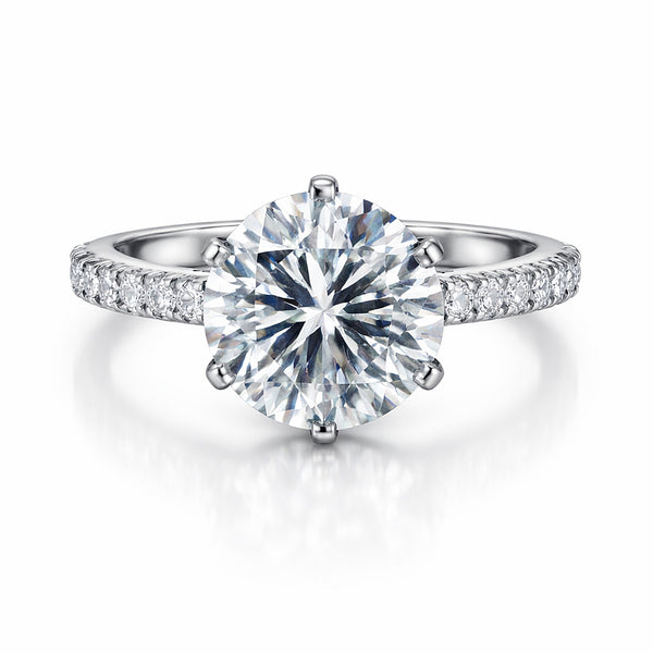 6.00 ct DEW White Moissanite Ring – Thoughtful Labor Day Gift for Her 18K Gold Plated V 18K Gold Plated