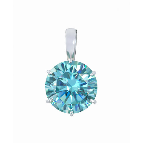 9.30 ct DEW Certified Blue Moissanite Pendant Gold Vermeil Anniversary Jewellery Gift