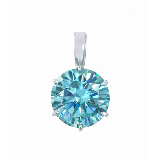 9.30 ct DEW Certified Blue Moissanite Pendant Gold Vermeil Anniversary Jewellery Gift