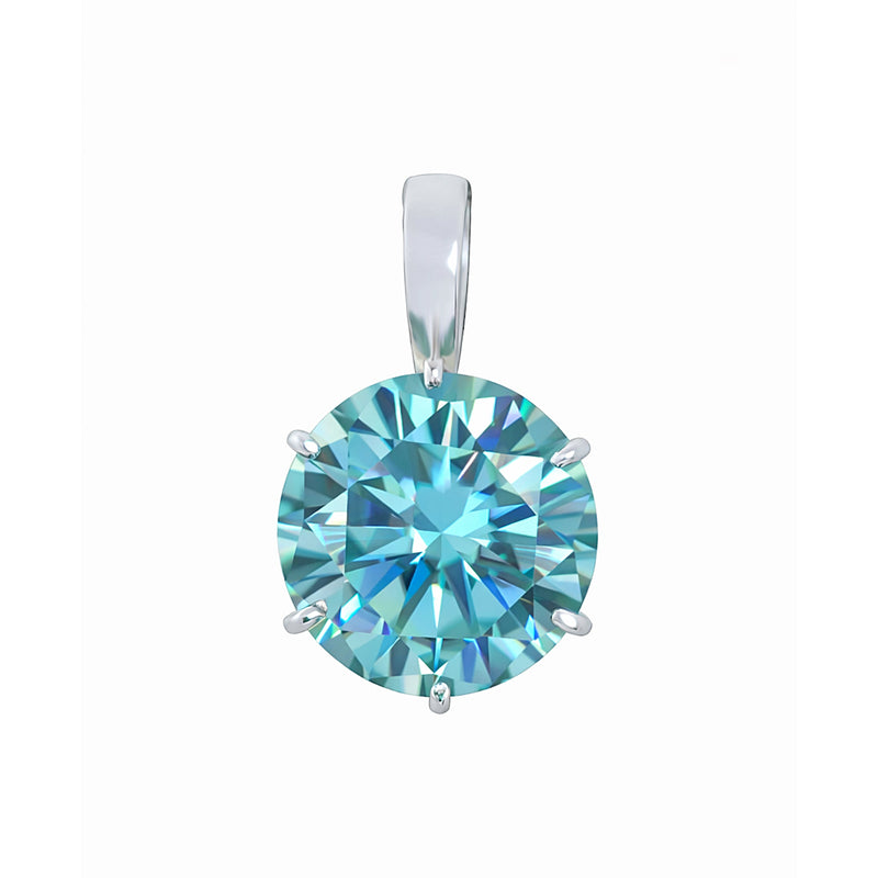 9.30 ct DEW Certified Blue Moissanite Pendant Gold Vermeil Anniversary Jewellery Gift