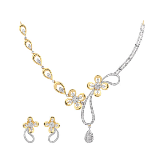 Exquisite Diamond Necklace & Earrings Set
