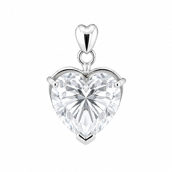 7.50ct DEW White Moissanite Heart Cut Pendant Necklace