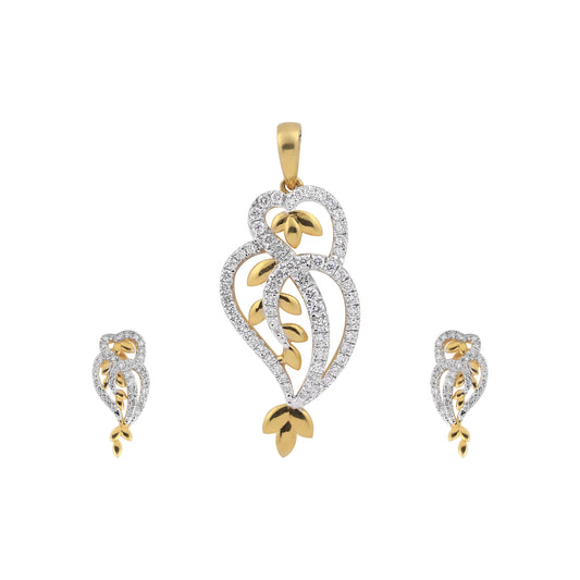 Leaf Motif Diamond Pendant Set